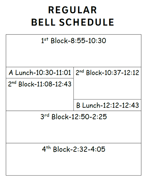 RBHS Regular Bell Schedule Image